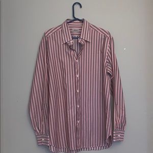 Gray pink and white Brioni button down